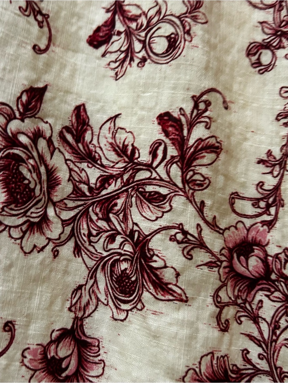 Max Studio Boho Maxi Dress with Crean & Burgundy Vintage Style Floral Print NWT - Picture 3 of 8